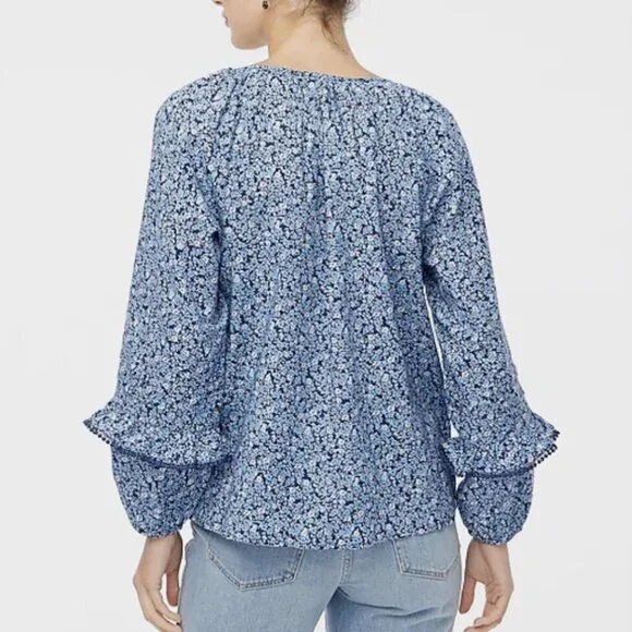 ✨🌿 J.Crew Factory Floral Ruffle Trim Pheasant Top (NEW WITH TAG) ✨🌿 - Picture 4 of 4
